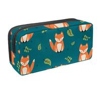 VAPOKF Federmäppchen, Federmäppchen, Schüler-Schreibwaren-Tasche für Teenager, Jungen, Mädchen, Schule, Bürobedarf - Cartoon-Fuchs-Ahornblatt-Muster, multi, 2.3x8.2x3.9in/6x21x10cm, Taschen-Organizer