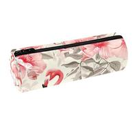 VAPOKF Federmäppchen mit Flamingo-Blumen-Motiv, PU-Leder, Stifteetui, Münzbörse, Kosmetiktasche, Make-up-Tasche für Studenten, Schreibwaren, Schule, Büro, Aufbewahrung