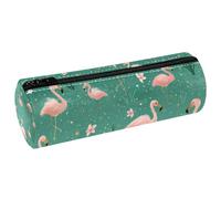 VAPOKF Federmäppchen mit Flamingos und Sternen, PU-Leder, Stifteetui, Münzbörse, Kosmetiktasche, Make-up-Tasche für Studenten, Schreibwaren, Schule, Büro, Aufbewahrung