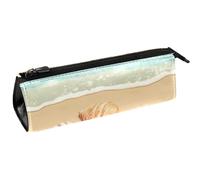 VAPOKF Federmäppchen mit Muscheln auf Sand, Meerwasser, Schreibwarenbeutel, Kosmetiktasche, kompakte Reißverschlusstasche