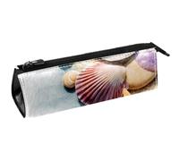VAPOKF Federmäppchen mit Muscheln, Seestern, Strand, Sand, Schreibwaren, Federmäppchen, Kosmetiktasche, kompakte Reißverschlusstasche