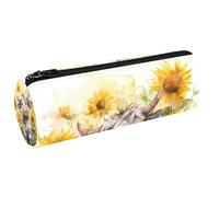 VAPOKF Federmäppchen mit niedlichem Kuh im Sonnenblumenfeld, für Stifte, Münzen, Kosmetik, Make-up-Tasche für Studenten, Schreibwaren, Schule, Büro, Aufbewahrung
