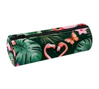 VAPOKF Federmäppchen mit tropischen Flamingos, PU-Leder, Stifteetui, Münzbörse, Kosmetiktasche, Make-up-Tasche für Studenten, Schreibwaren, Schule, Büro, Aufbewahrung
