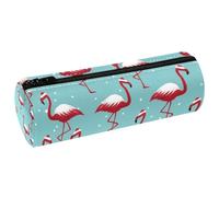 VAPOKF Federmäppchen mit weihnachtlichem Flamingo-Motiv, PU-Leder, Stifteetui, Münzbörse, Kosmetiktasche, Make-up-Tasche für Studenten, Schreibwaren, Schule, Büro, Aufbewahrung