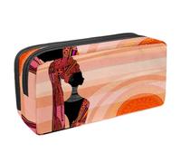 VAPOKF Federmäppchen, Schüler-Schreibwaren-Tasche für Teenager, Jungen, Mädchen, Schule, Bürobedarf - afrikanische junge Frauen, Berge, Sonnenaufgang, Landschaft, multi, 2.3x8.2x3.9in/6x21x10cm,