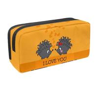 VAPOKF Federtasche, Federtasche, Studentenetui für Teenager Jungen und Mädchen, Schulbedarf - Lustige Cartoon Igel I Love You Couple, Mehrfarbig, 2.3x8.2x3.9in/6x21x10cm, Tasche Organizer, blau/lila