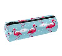 VAPOKF Flamingo Federmäppchen aus PU-Leder für Stifte, Münzen, Kosmetik, Make-up-Tasche für Studenten, Schreibwaren, Schule, Büro, Aufbewahrung