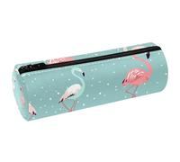 VAPOKF Flamingo Federmäppchen aus PU-Leder für Stifte, Münzen, Kosmetik, Make-up-Tasche für Studenten, Schreibwaren, Schule, Büro, Aufbewahrung