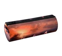 VAPOKF Flamingo Federmäppchen aus PU-Leder für Stifte, Münzen, Kosmetik, Make-up-Tasche für Studenten, Schreibwaren, Schule, Büro, Aufbewahrung