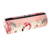 VAPOKF Flamingo Federmäppchen aus PU-Leder für Stifte, Münzen, Kosmetik, Make-up-Tasche für Studenten, Schreibwaren, Schule, Büro, Aufbewahrung