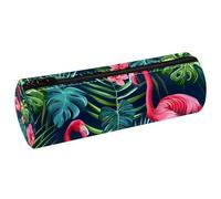 VAPOKF Flamingo Federmäppchen aus PU-Leder für Stifte, Münzen, Kosmetik, Make-up-Tasche für Studenten, Schreibwaren, Schule, Büro, Aufbewahrung