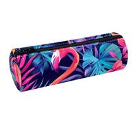 VAPOKF Flamingo Federmäppchen aus PU-Leder für Stifte, Münzen, Kosmetik, Make-up-Tasche für Studenten, Schreibwaren, Schule, Büro, Aufbewahrung