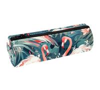 VAPOKF Flamingo Federmäppchen aus PU-Leder für Stifte, Münzen, Kosmetik, Make-up-Tasche für Studenten, Schreibwaren, Schule, Büro, Aufbewahrung