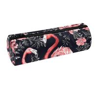 VAPOKF Flamingo Federmäppchen aus PU-Leder für Stifte, Münzen, Kosmetik, Make-up-Tasche für Studenten, Schreibwaren, Schule, Büro, Aufbewahrung