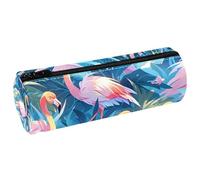 VAPOKF Flamingo Federmäppchen aus PU-Leder für Stifte, Münzen, Kosmetik, Make-up-Tasche für Studenten, Schreibwaren, Schule, Büro, Aufbewahrung
