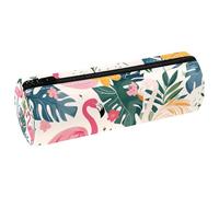 VAPOKF Flamingo Federmäppchen aus PU-Leder für Stifte, Münzen, Kosmetik, Make-up-Tasche für Studenten, Schreibwaren, Schule, Büro, Aufbewahrung