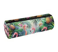 VAPOKF Flamingo Federmäppchen aus PU-Leder für Stifte, Münzen, Kosmetik, Make-up-Tasche für Studenten, Schreibwaren, Schule, Büro, Aufbewahrung