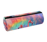 VAPOKF Flamingo Federmäppchen aus PU-Leder für Stifte, Münzen, Kosmetik, Make-up-Tasche für Studenten, Schreibwaren, Schule, Büro, Aufbewahrung
