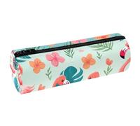VAPOKF Flamingo Federmäppchen aus PU-Leder für Stifte, Münzen, Kosmetik, Make-up-Tasche für Studenten, Schreibwaren, Schule, Büro, Aufbewahrung