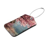VAPOKF Lake Cherry Blossom Gepäckanhänger, Koffer-ID-Tag-Set, Handtaschenetiketten, Reisezubehör für aufgegebenes Gepäck, Handgepäck und Handtaschen
