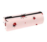 VAPOKF Marienkäfer rote Lippen, gepunktetes Lederfass Stifteetui, Münzbörse, Kosmetiktasche, Make-up-Tasche für Studenten, Schreibwaren, Schule, Büro, Aufbewahrung