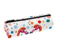 VAPOKF Spotted Flamingo Federmäppchen, PU-Leder, Stifteetui, Münzbörse, Kosmetiktasche, Make-up-Tasche für Studenten, Schreibwaren, Schule, Büro, Aufbewahrung