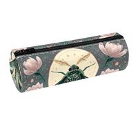 VAPOKF Stifteetui aus PU-Leder mit Motten- und Blumenmotiv, Münzgeldbörse, Kosmetiktasche, Make-up-Tasche für Studenten, Schreibwaren, Schule, Büro, Aufbewahrung