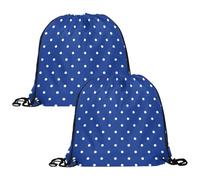 VAPOKF Turnbeutel mit Kordelzug, Turnbeutel aus Polyethylen, personalisierbar, für Schule, Fitnessstudio, Sport, Reisen, Weiß / Blau gepunktet, 2 Stück, multi, 13.4x13.0in/34x33cm