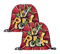 VAPOKF Turnbeutel mit Kordelzug, Turnbeutel aus Polyethylen, personalisierbar, für Schule, Fitnessstudio, Sport, Reisen, Musik, Rockstars, lustig, 2 Stück, multi, 13.4x13.0in/34x33cm