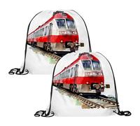 VAPOKF Turnbeutel mit Kordelzug, Turnbeutel aus Polyethylen, personalisierbar, für Schule, Fitnessstudio, Sport, Reisen, Aquarell-Zug, 2 Stück, multi, 13.4x13.0in/34x33cm