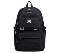 VARLIVOO Mode Rucksack für Studenten Kinder Schüler der Mittelstufe Gymnasiast Mädchen Teenager Schulrucksack 15.6 Zoll Laptop für Tagesrucksack Reisen Camping Wasserdicht Polyester Schwarz