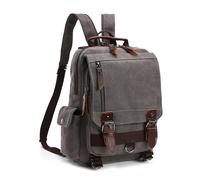 VARLIVOO Retro Sling Bag Herren Damen Crossbody Bag Umhängetaschen Schultertasche Wandern Reisen Camping Radfahren Bergsteigen Schule Segeltuch Rucksack Grau B