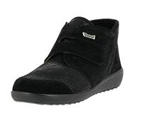 VAROMED Lyon Stiefelette Damen Grau I Damenstiefeletten I Herbstschuhe Damen I Flache Stiefeletten I Stiefeletten mit Klett I Gesundheitsschuhe für breite & Sensible Füße (Schwarz, numeric_38_point_5)