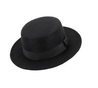 VASANA Fashion Classic Wollmischung Fedora Hut Breite Krempe Flache Kirche Derby Cap Jazz Hut Panama Hut für Hochzeit Party Talent Show Performance (Schwarz), B, Einheitsgröße