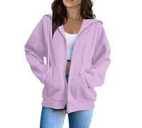 Vasreyy Angebote des Tages Heute Blitzangebote Oversize Sweatshirt Damen Sweatshirtjacke Damen Mit Kapuze Pullover Y2K Mantel Zipper Y2K Kapuzenjacke Kordelzug Einfarbige Gefüttert Jacke Mit Kapuze