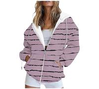 Vasreyy Angebote des Tages Heute Damen Pullover Für Damen Pullover Mädchen Oversized Y2K Kapuzenjacke Gestreifter Kordelzug Sweatjacke Mit Kapuze Pullover Mädchen 140 (Light Purple, L)