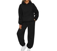 Vasreyy Black Friday Angebote 2024 Ab Wann Hoodie Damen Oversize Gym Sets for Women Pullover Sweatshirt Zweiteiler Damen Jogginganzug Hoodies Jogger 2-Teilige Baumwolle Loungewear Set
