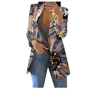 Vasreyy Damen Blazer Elegant Drucken Langarm Revers Basic Mantel Herbst Winter Warm Freizeitmantel Lose Anzug Jacken Slim Fit Jacket Sportlich Casual Anzugjacke Streetwear Langarmshirt