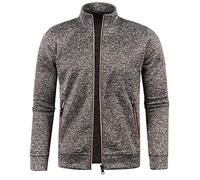 Vasreyy Damenmode Sale Sweatjacke Herren Stehkragen Strickjacke Einfarbig Pilotenjacke Mit Reißverschluss Cardigan Sportjacke Dünne Fleecejacke Herren Blouson Jacke (Coffee, XXL)