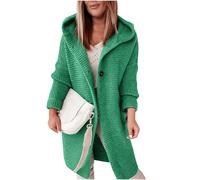 Vasreyy Grobstrickjacke Damen Damen Jacke Herbst Strickjacke Kurz Frauen Einfarbige DüNne Open Front Cardigan Mit Kapuze Herbst Winter Langarm Leicht Strick Mantel Jacke Winter Lang (GrüN, L)