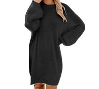Vasreyy Herbstkleid Damen Knielang Pulloverkleid Langarm Oversize Pullover Longpullover Winter Warme Sweatkleid Lässig Modische Wollkleid