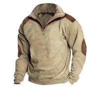 Vasreyy Herren Hoodie PEA Coat Herren Wachsjacke Herren Midlayer Herren Jacke Herren Herbst Strickjacke Herren Winter Sweatjacke Mit Teddyfutter Herren Winter Softshelljacke Herren (L, Khaki)