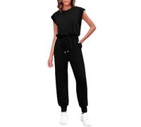 Vasreyy Hosenanzug Damen Festlich Hochzeit Sportlich Zwergenkostüm Hosenträger Jumpsuit Rompers(S,Schwarz)