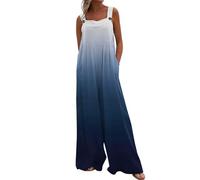 Vasreyy Jeans Latzhose Damen Sommer Jumpsuit Waist Snatching Romper Coachella Outfits Overall 7/8 Länge Grüne Pink Lathose(S,Dunkelblau)