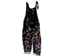 Vasreyy Jumpsuit Damen Elegant FestlichHosenanzug Große Größen Baby Strampler Neugeborene Sonnenblume Bunte Drucken Verstellbare Träger Lang Ärmellos Latzhose Lose Overalls Mit(Red,XL)
