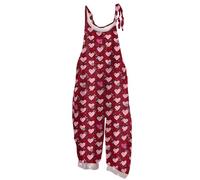 Vasreyy Jumpsuit Damen ElegantOverall Hosenanzug Hochzeit Sonnenblume Bunte Drucken Verstellbare Träger Lang Ärmellos Latzhose Lose Overalls Mit Große Taschen(Hot Pink,Xl)