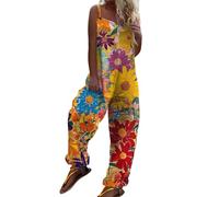 Vasreyy Jumpsuit Elegant Damen Lang Sommer Festlich Flare Pink EIN Schulter Grün Overall(S,Gelb)