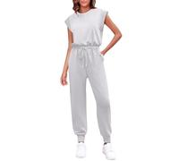 Vasreyy Jumpsuit Hosenanzug Damen Festlich Eleganter Overall Latzkleid Sommer Blaue(S,Hellgrau)