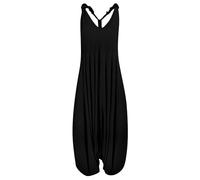 Vasreyy Jumpsuits Für Damen Sommer Jumpsuit Cocktail Elegant Blumenmuster Ärmellos Elastische Falten Lang Casual Lose Weites Bein Playsuit Mit Große Taschen Overall