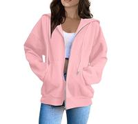 Vasreyy Meine Bestellung Anzeigen Hoodie Damen Oversize Y2K Hoodie Hoodie Oversize Kapuzenjacke Zipper Y2K Kapuzenjacke Kordelzug Einfarbige Gefüttert Jacke Mit Kapuze Bluse Weiß (Pink, M)